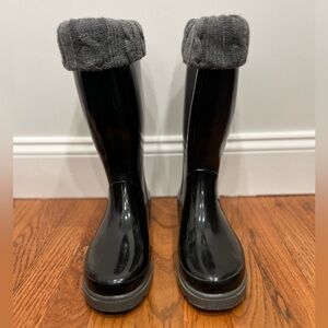 Sporto Black and Gray Sweater Lined Winter Rain Boots